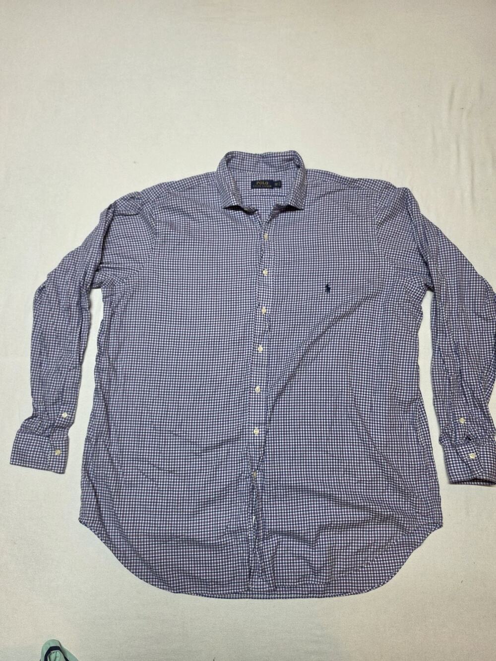 Polo Ralph Lauren Men's 2XLT Big & Tall Purple Blue Plaid Button Down Shirt Pony